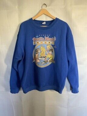 Steven Rhodes Devil’s Music Sing-along Graphic Crewneck Sweatshirt Royal Blue XL
